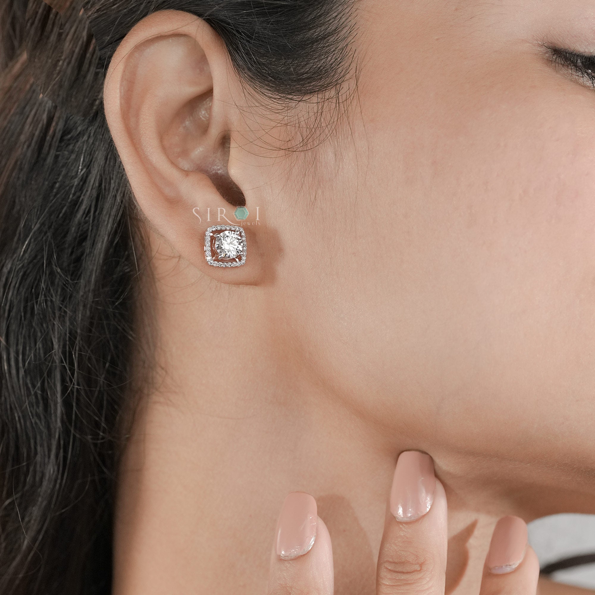 Classic Round Brilliant Diamond Halo Earrings