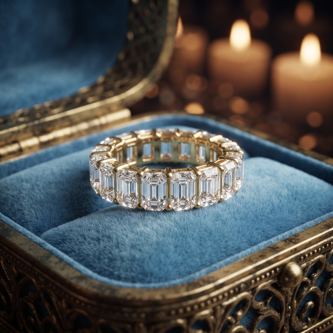 Emerald Cut Eternity Band In 10K/14K Gold Or Silver