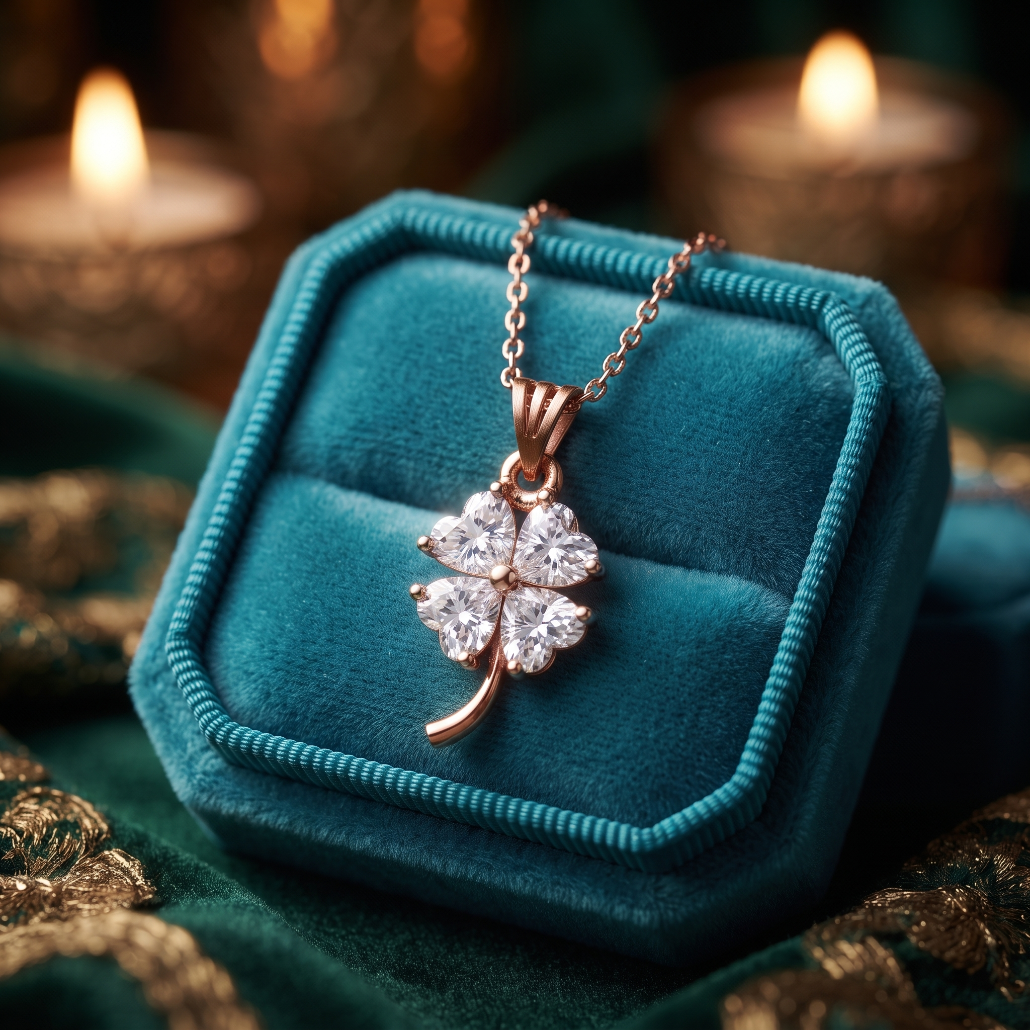 Heart Cut Lab Grown Diamond Clover Pendant Necklace, Minimalist Gold Chain