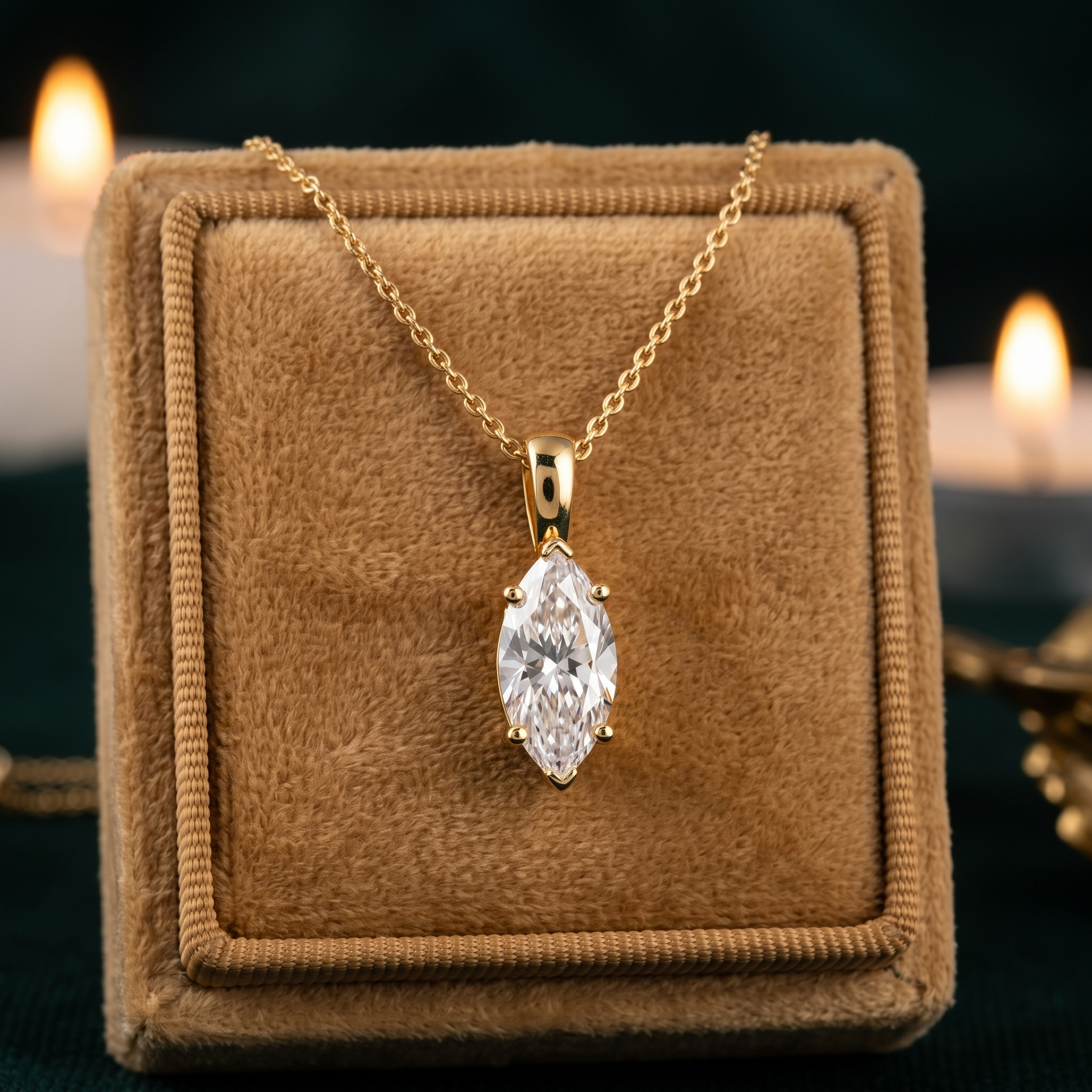 1.25 CT Marquise Cut Lab Grown Diamond Pendant, Minimalist Gold Necklace