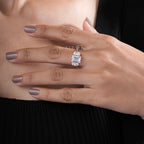 Elegant Emerald Cut & Oval Diamond Three-Stone Ring