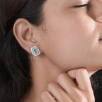 Vintage-Inspired Emerald and Diamond Halo Cluster Studs