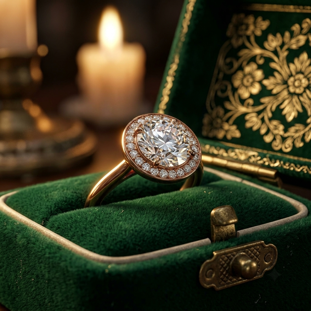 1.50 Carat Round Cut Halo Engagement Ring
