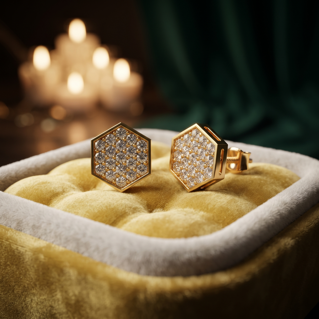 Geometric Lab Grown Diamond Pave Micro Studs Earring, Anniversary Gift, Birthday Gift for Her