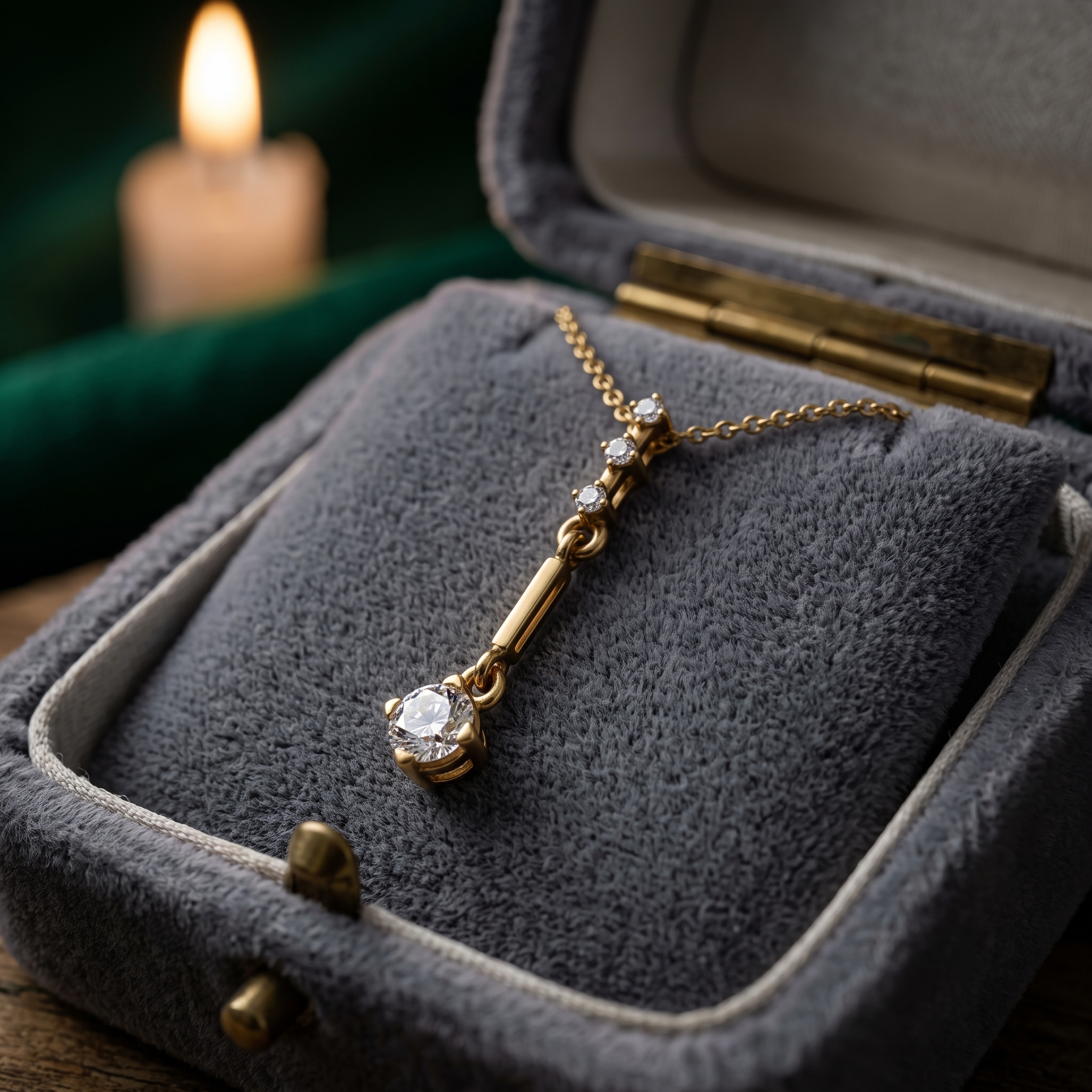 14K Gold Diamond Lariat Necklace, Minimalist Drop Pendant, Customizable Chain