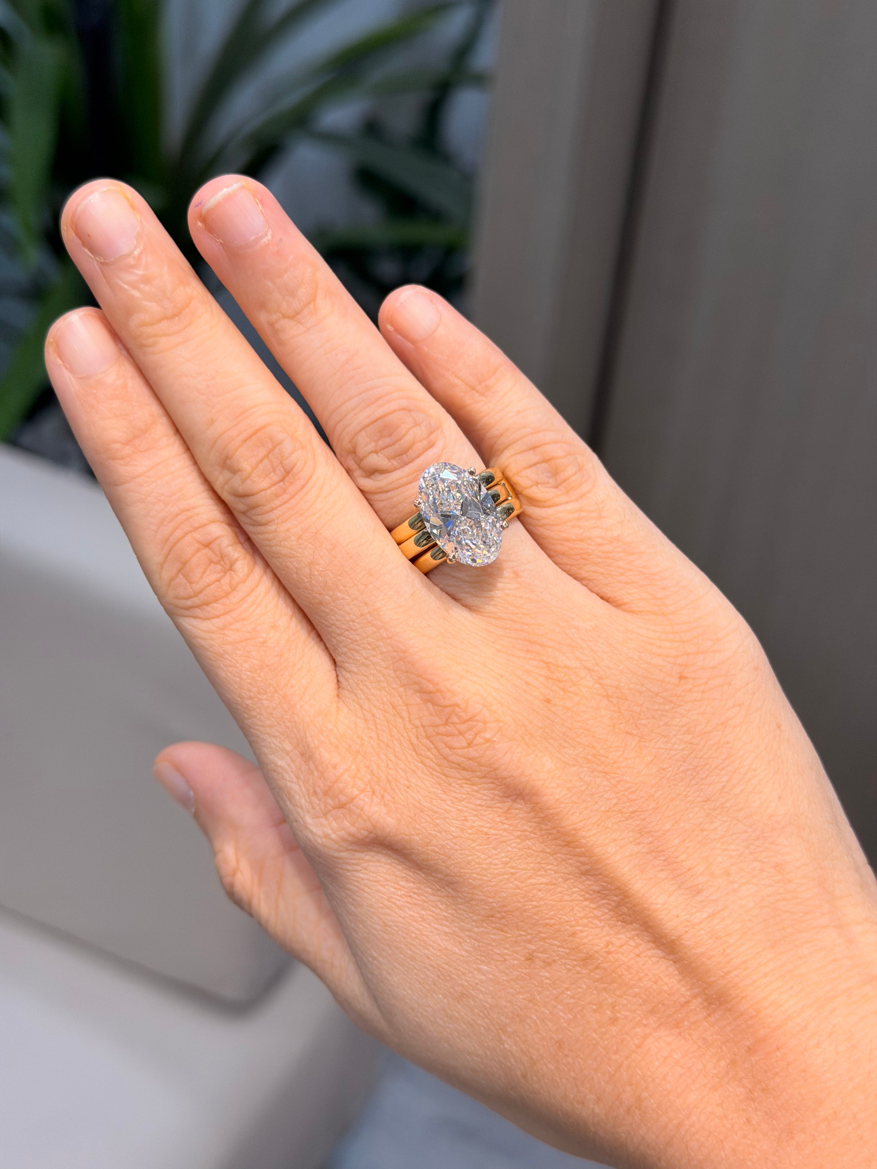 3-Piece Modular Oval Solitaire Ring Set with Double Band Ring