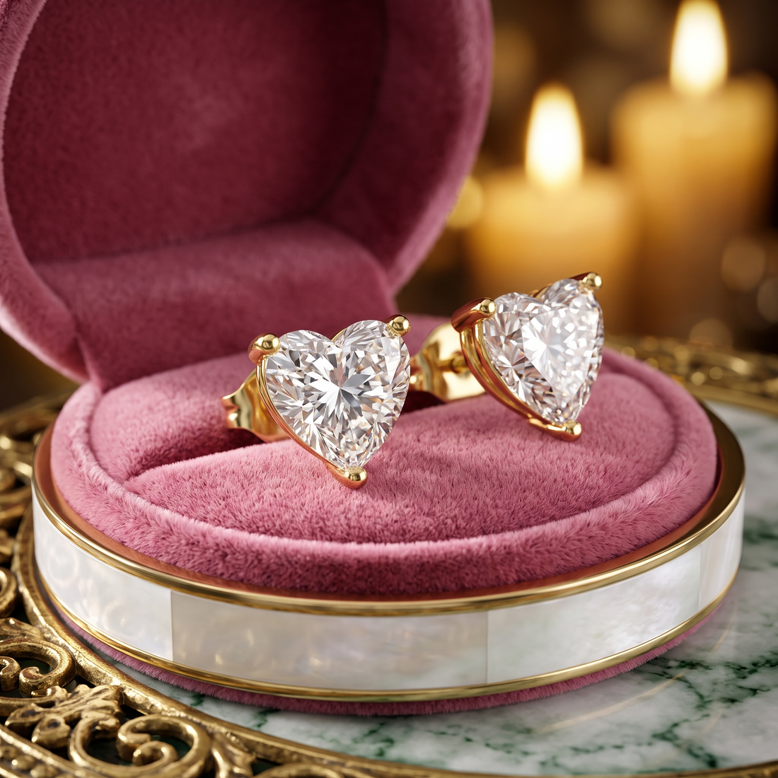 2.00 TCW Heart Diamond Earrings, Valentine's Day Gift for Her