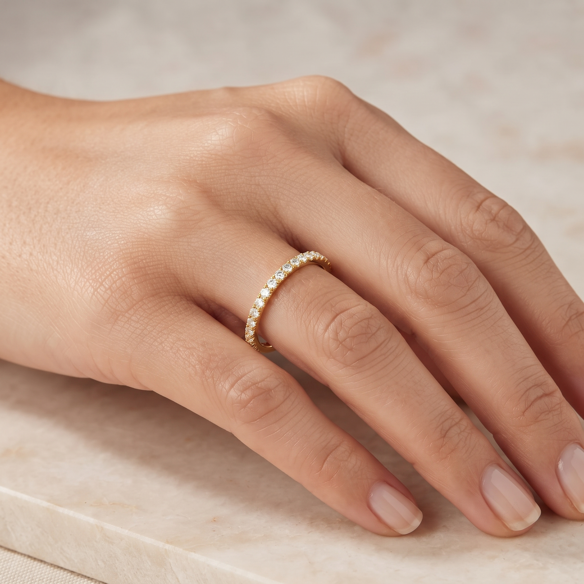 Round Cut Solitaire Engagement Ring & Matching Band Set, Yellow Gold, Milgrain Accents
