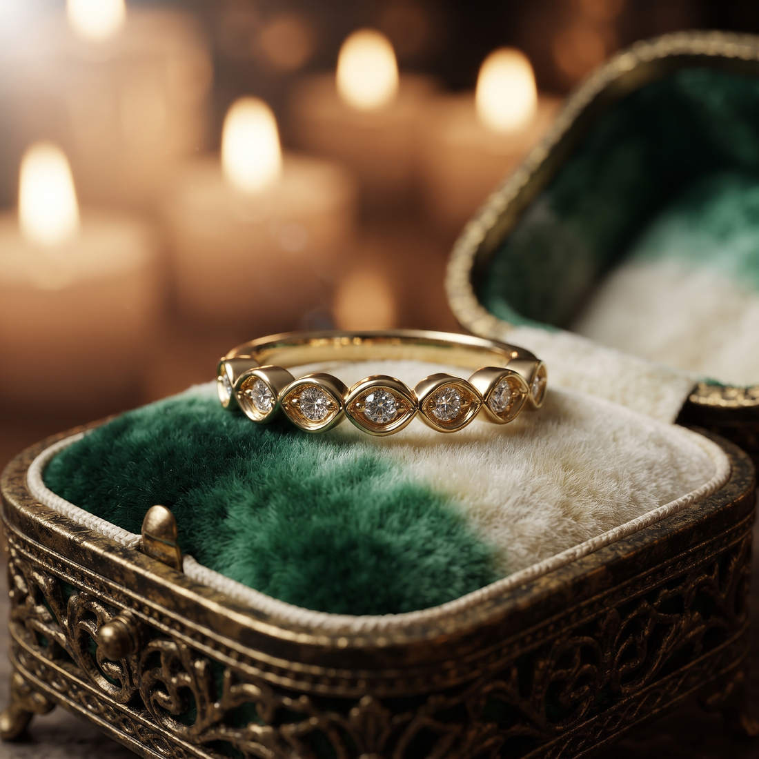 Marquise Eye Shape Diamond Wedding Band In 10K/14K Gold