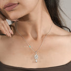 White Gold Cluster Marquise & Pear Fancy Diamond Pendant