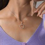 Rose Gold and Diamond Pave Circle Pendant