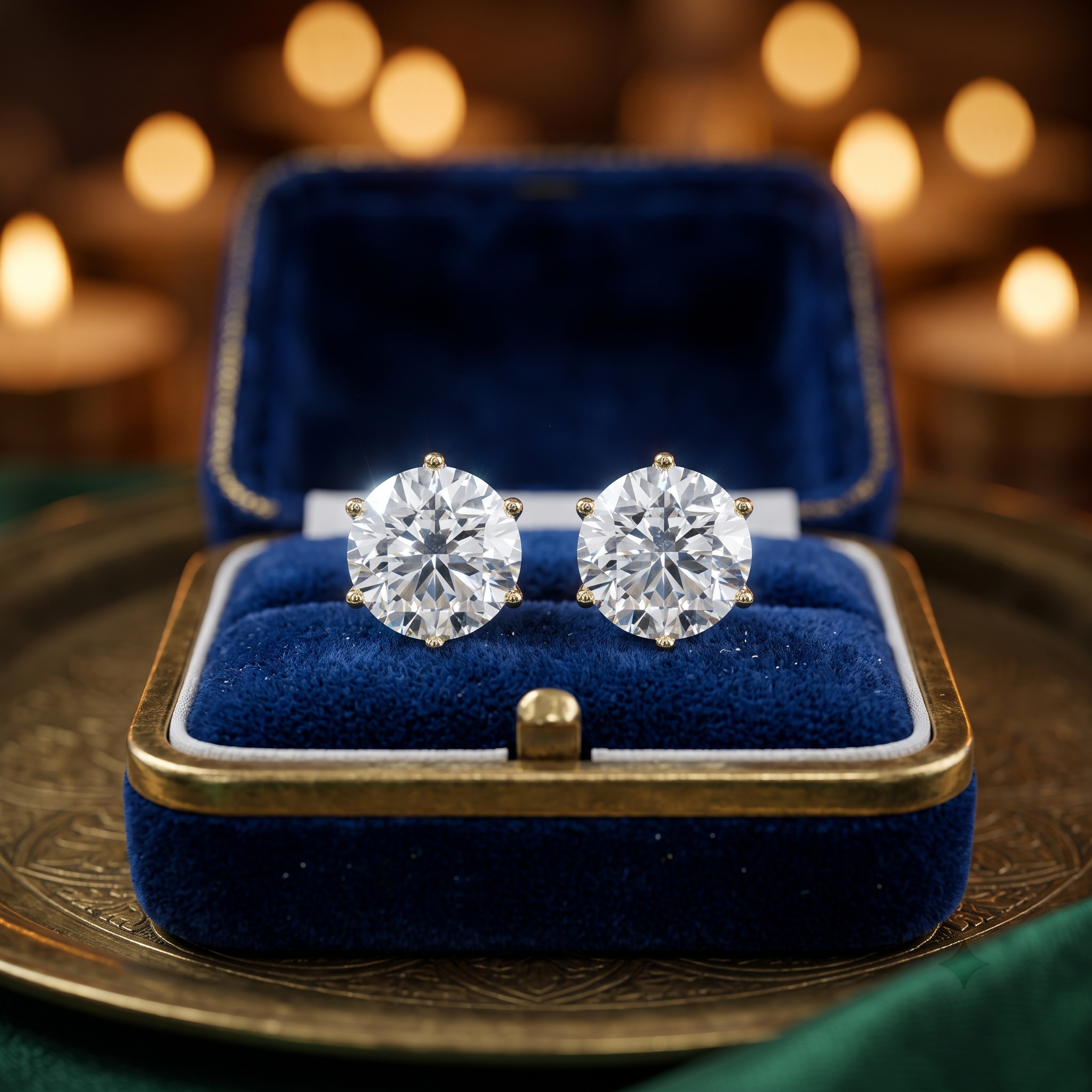 6 Prong Queen Crown Diamond Stud Earrings