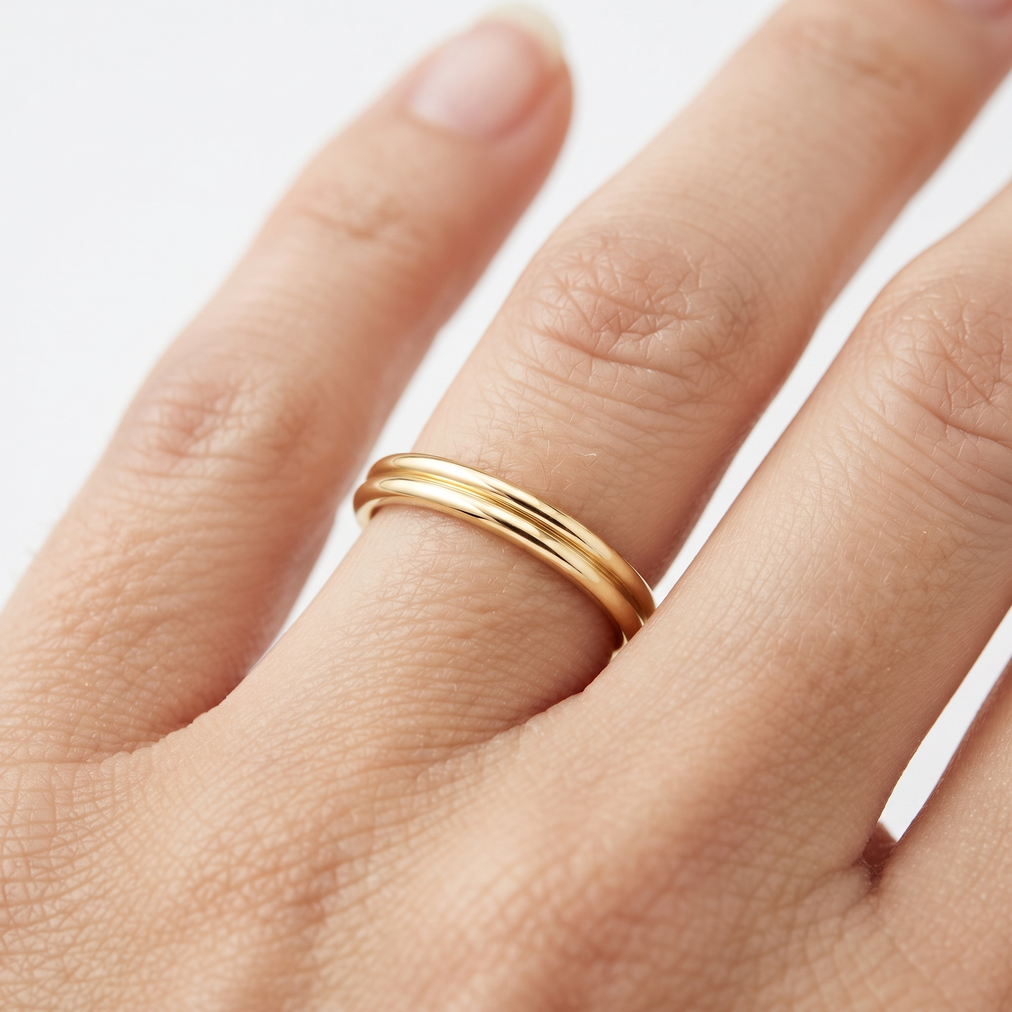 Gold Multi-Band Solitaire Ring Set | Round Cut Diamond, Minimalist Bridal Jewelry