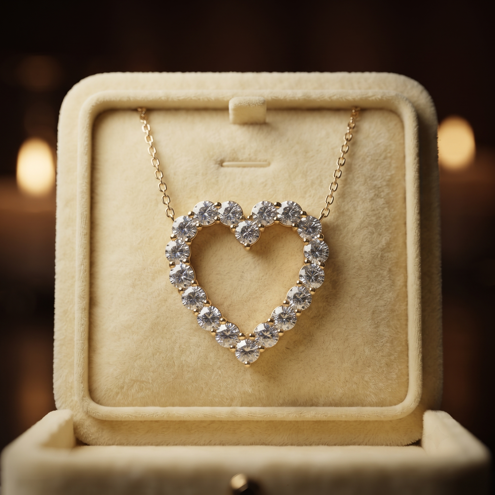 Heart Pendant Necklace, Sparkling Diamond Love Gift