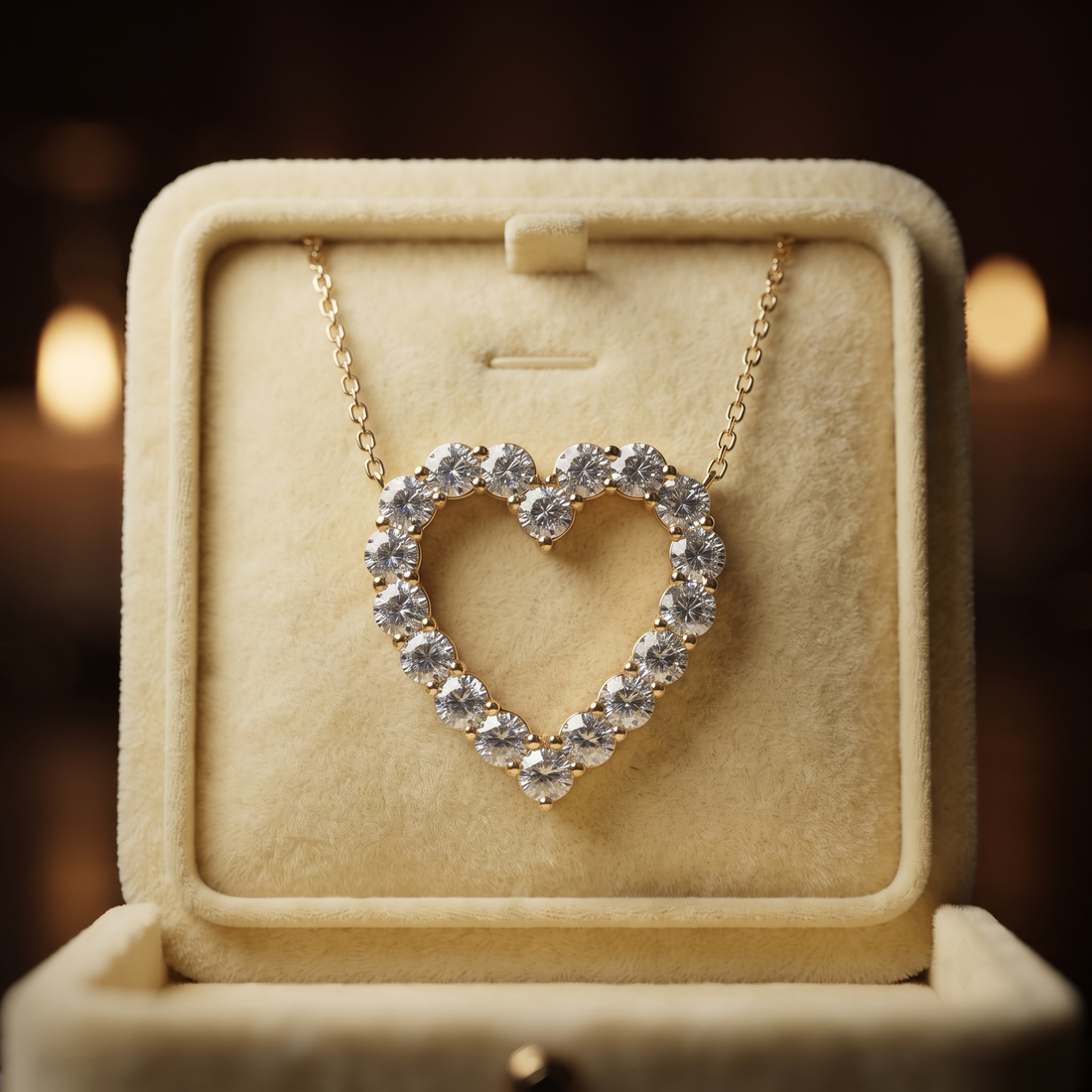 Heart Pendant Necklace, Sparkling Diamond Love Gift