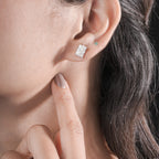 Emerald Cut Diamond Solitaire Stud Earrings