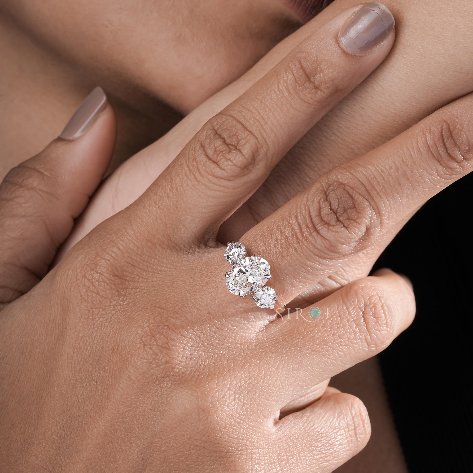 The Seraphina Oval & Round Three-Stone Ring