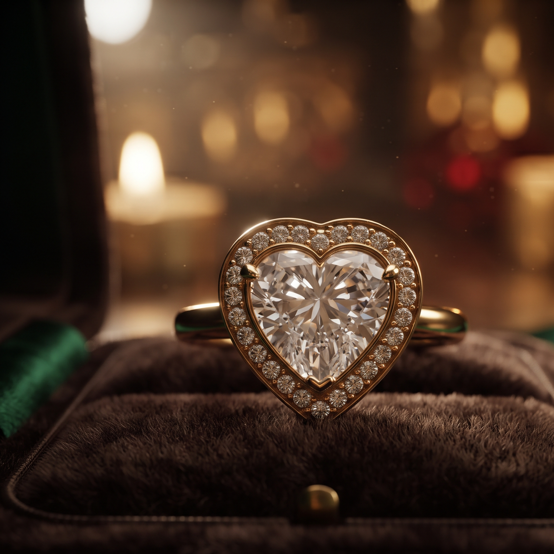Heart Shaped Diamond Halo Engagement Ring