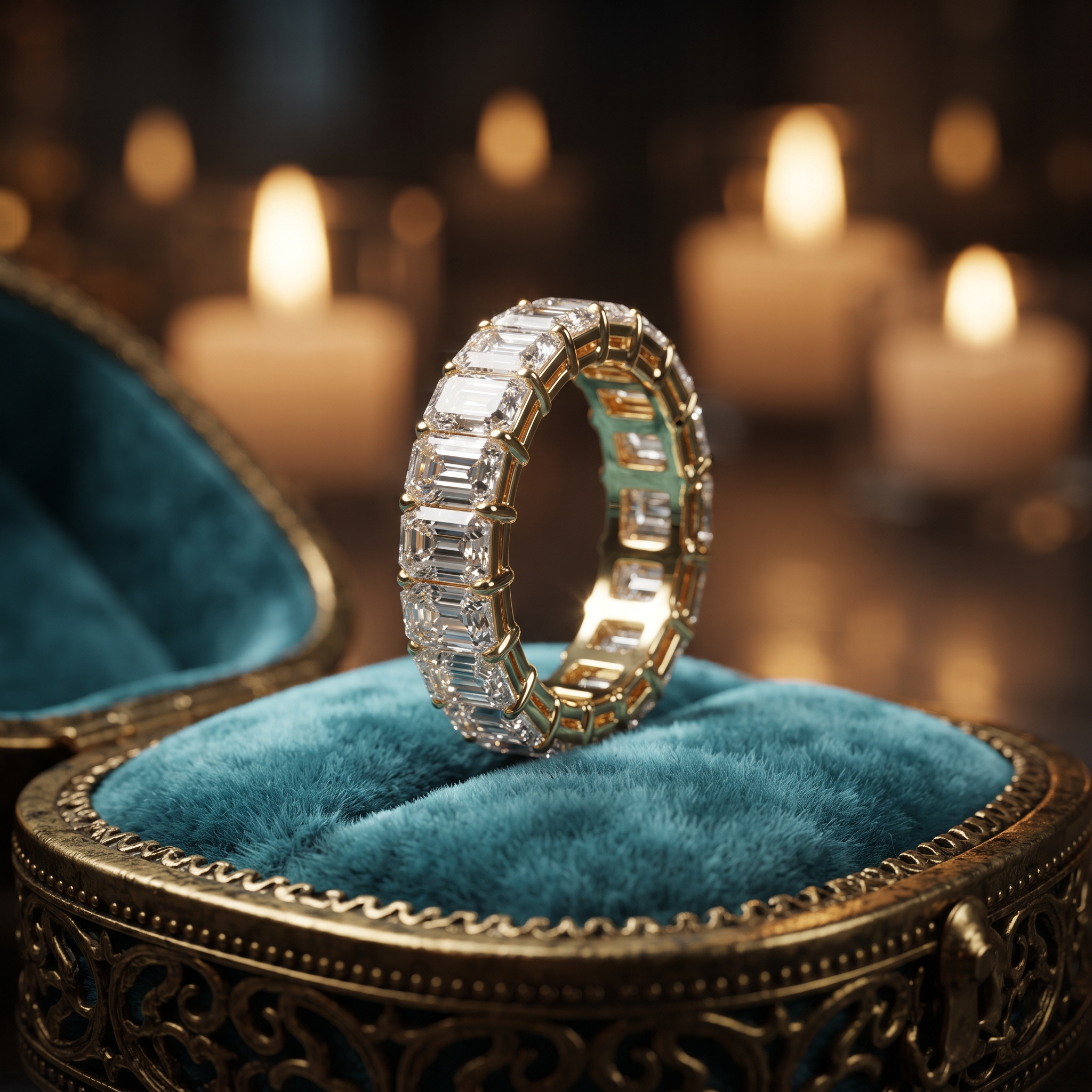 Emerald Cut Eternity Band In 10K/14K Gold Or Silver