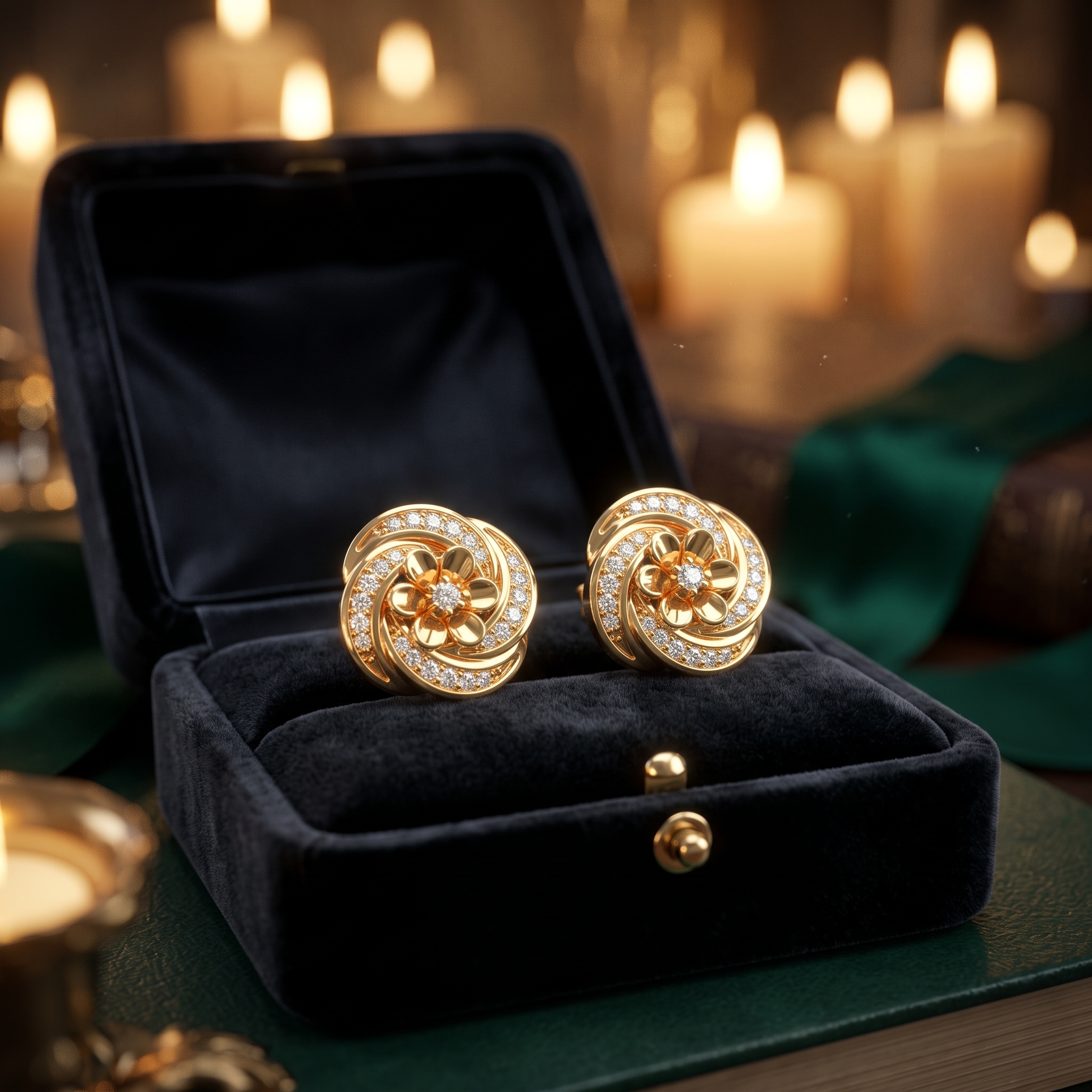 Floral Swirl Lab Grown Diamond Stud Earrings, Rose Gold, Anniversary Gift