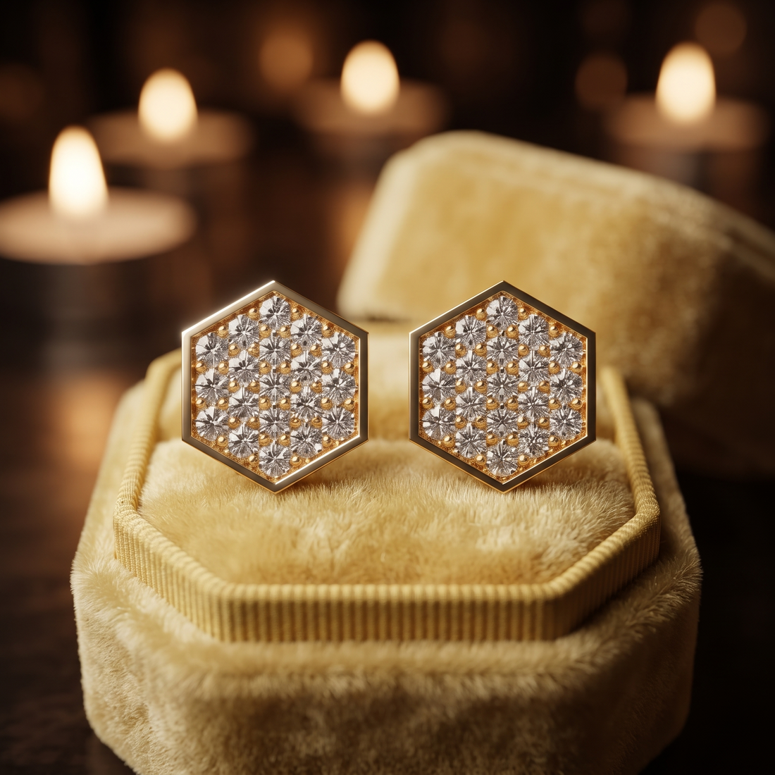 Geometric Lab Grown Diamond Pave Micro Studs Earring, Anniversary Gift, Birthday Gift for Her