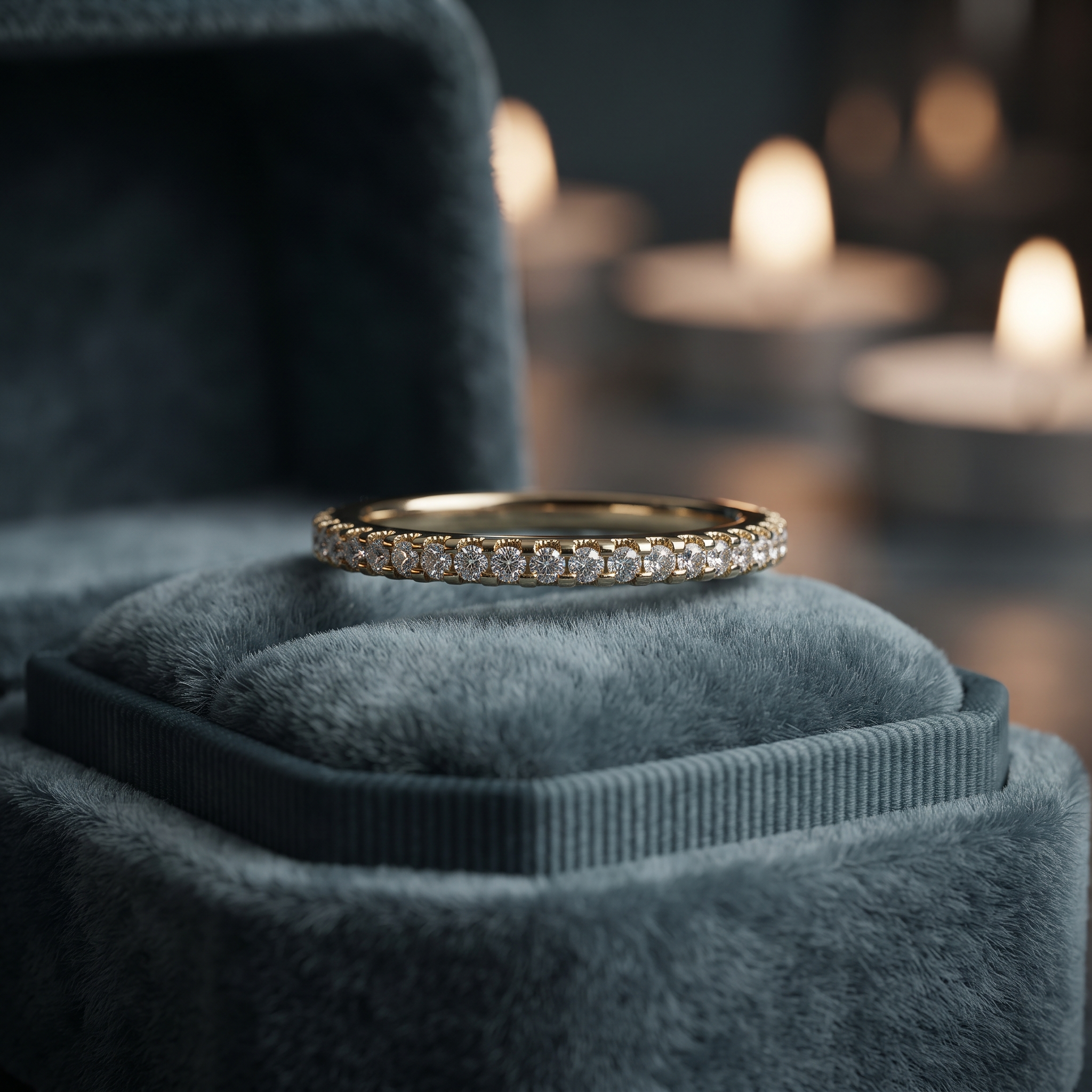Thin Diamond Eternity Band, Micro-Pave Setting, 10K/14K Gold, Sterling Silver