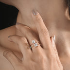 Contemporary Two-Stone Princess Cut Bypass Ring