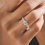 Princess-Cut Diamond Engagement Ring with Pave-Set Band