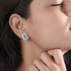 Vintage-Inspired Emerald and Diamond Halo Cluster Studs