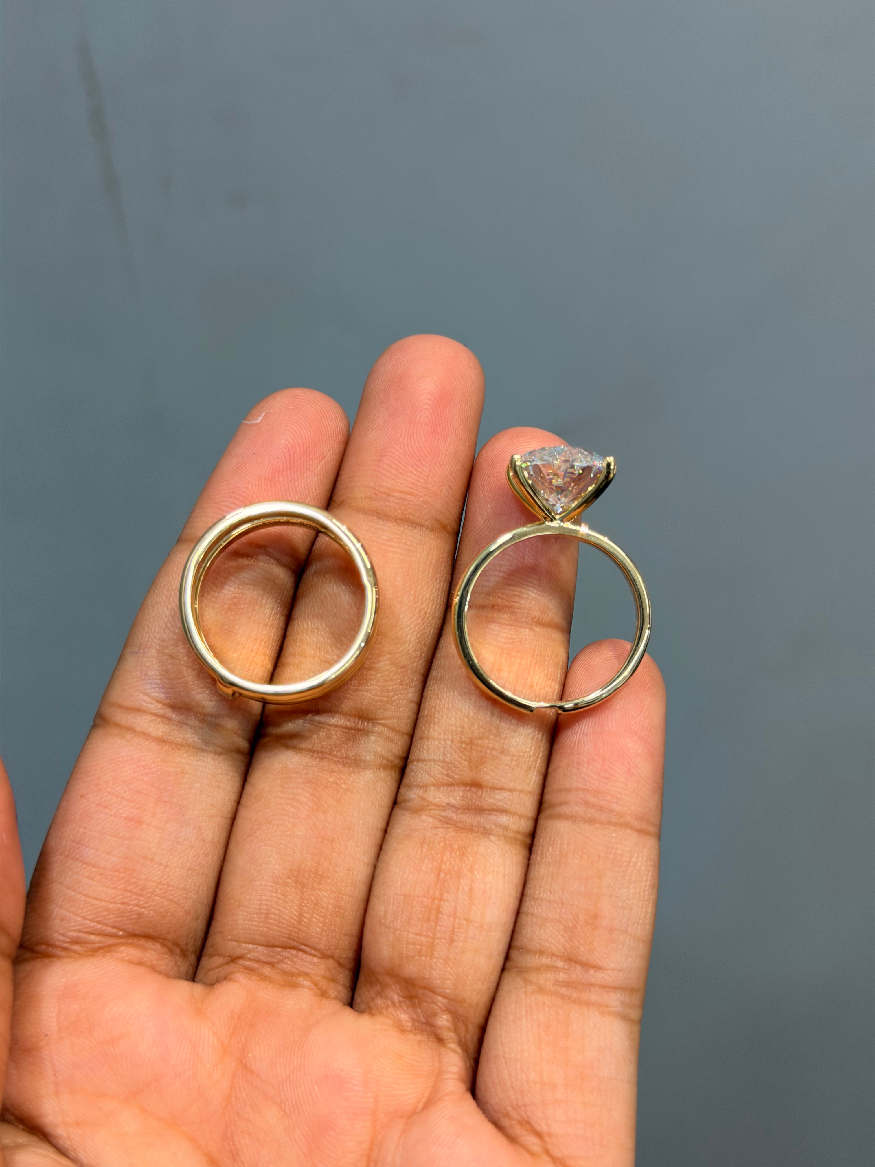 3-Piece Modular Oval Solitaire Ring Set with Double Band Ring