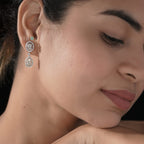 The Aurora Oval & Pear Diamond Halo Drops Earrings