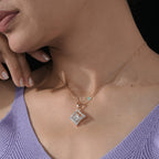 The Royal Princess-Cut Diamond Halo Pendant