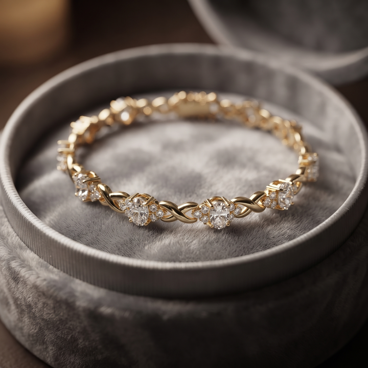 Oval Diamond Cluster Tennis Bracelet, Infinity Design, Luxury Statement Jewelry