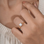 Solitaire Diamond Ring with Criss-Cross Shank, Yellow Gold Infinity Promise Ring