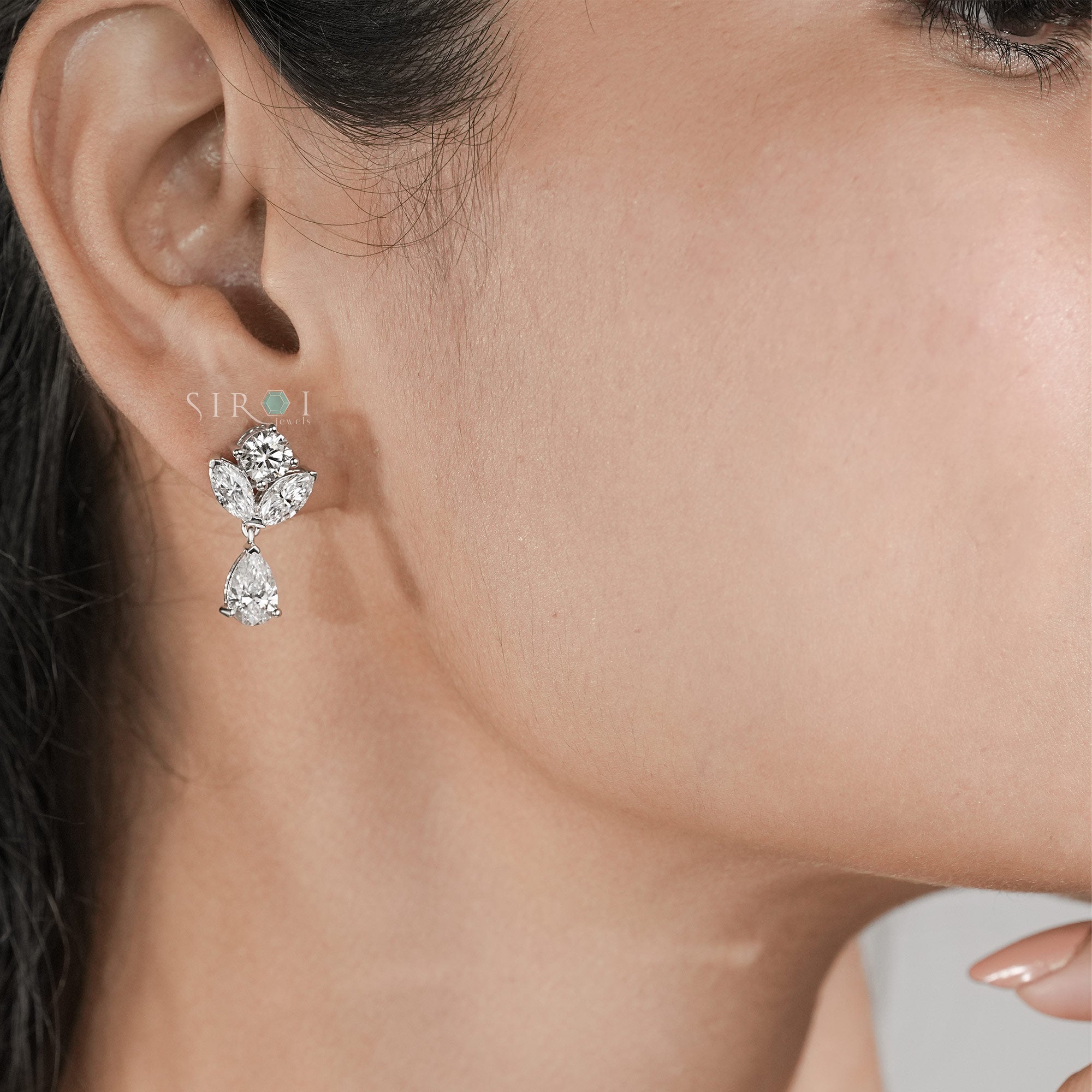 Flora Diamond Drop Earrings