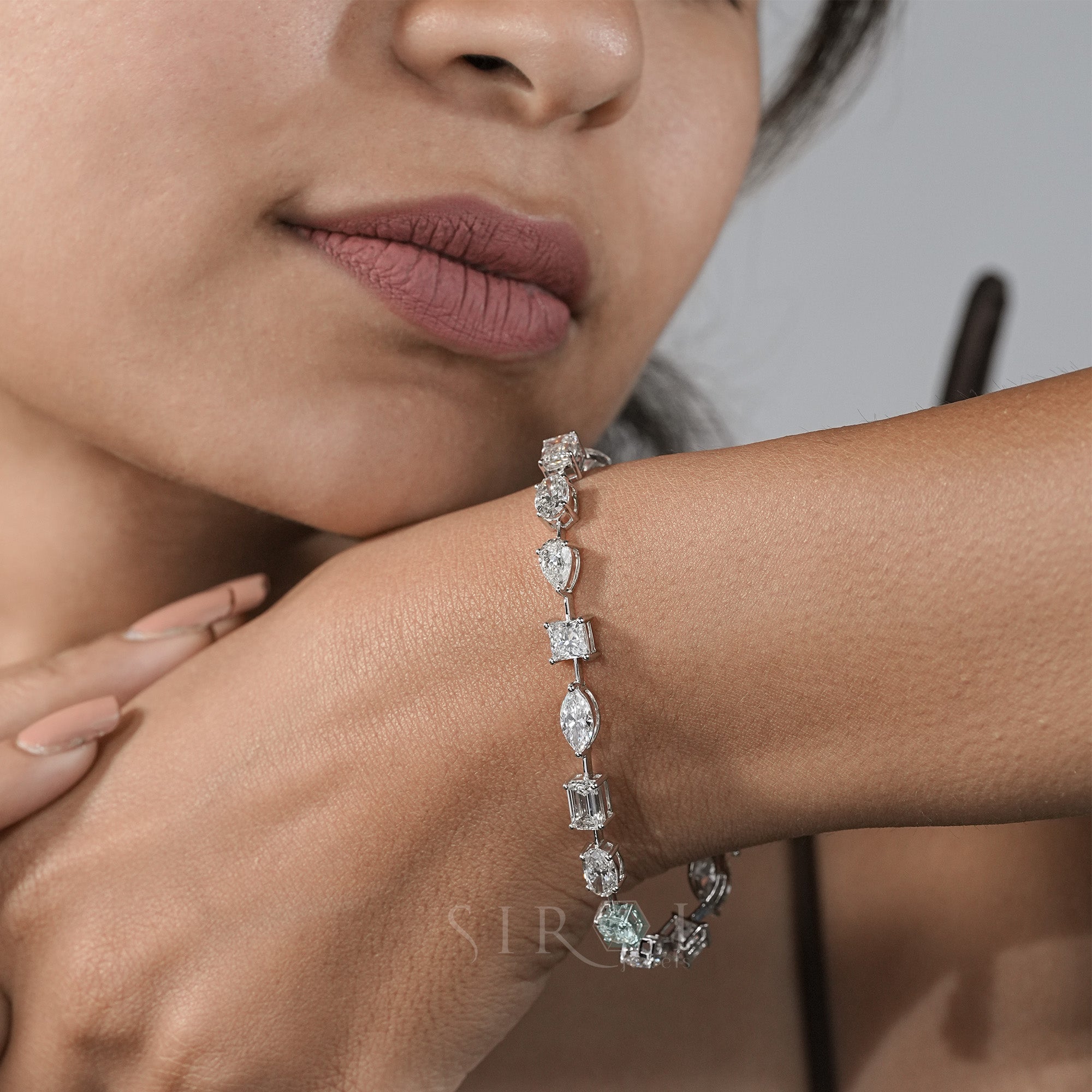 The 'River of Light' Multi-Cut Diamond Line Bracelet