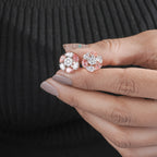 Fancy Pink & White Diamond Floral Cluster Studs.