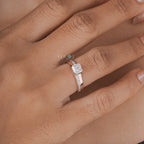 Rose Gold emerald Diamond Ring with Shoulder Pave