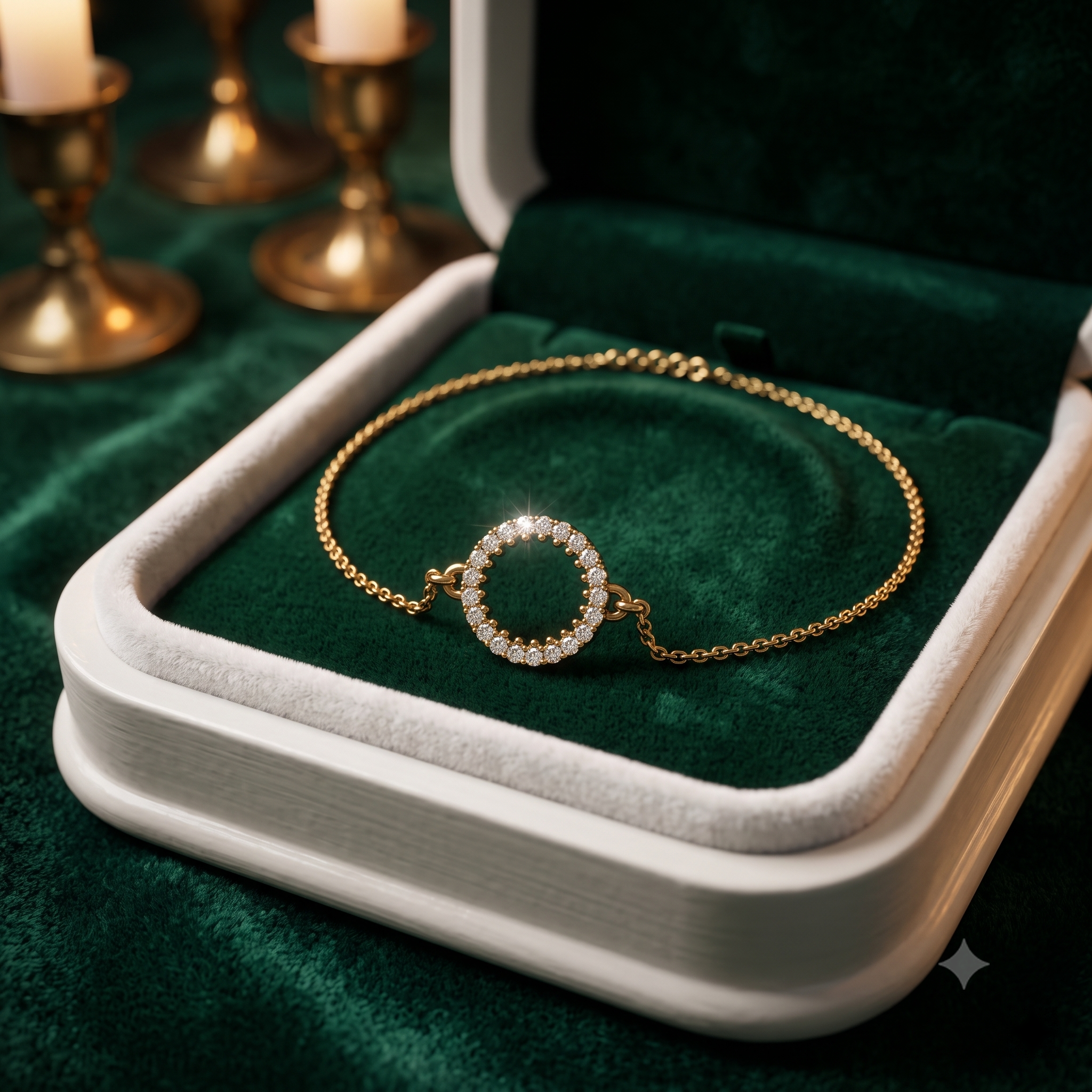 Minimalist Diamond Halo Karma Necklace In 9K Gold To 18K Gold, Sterling Silver