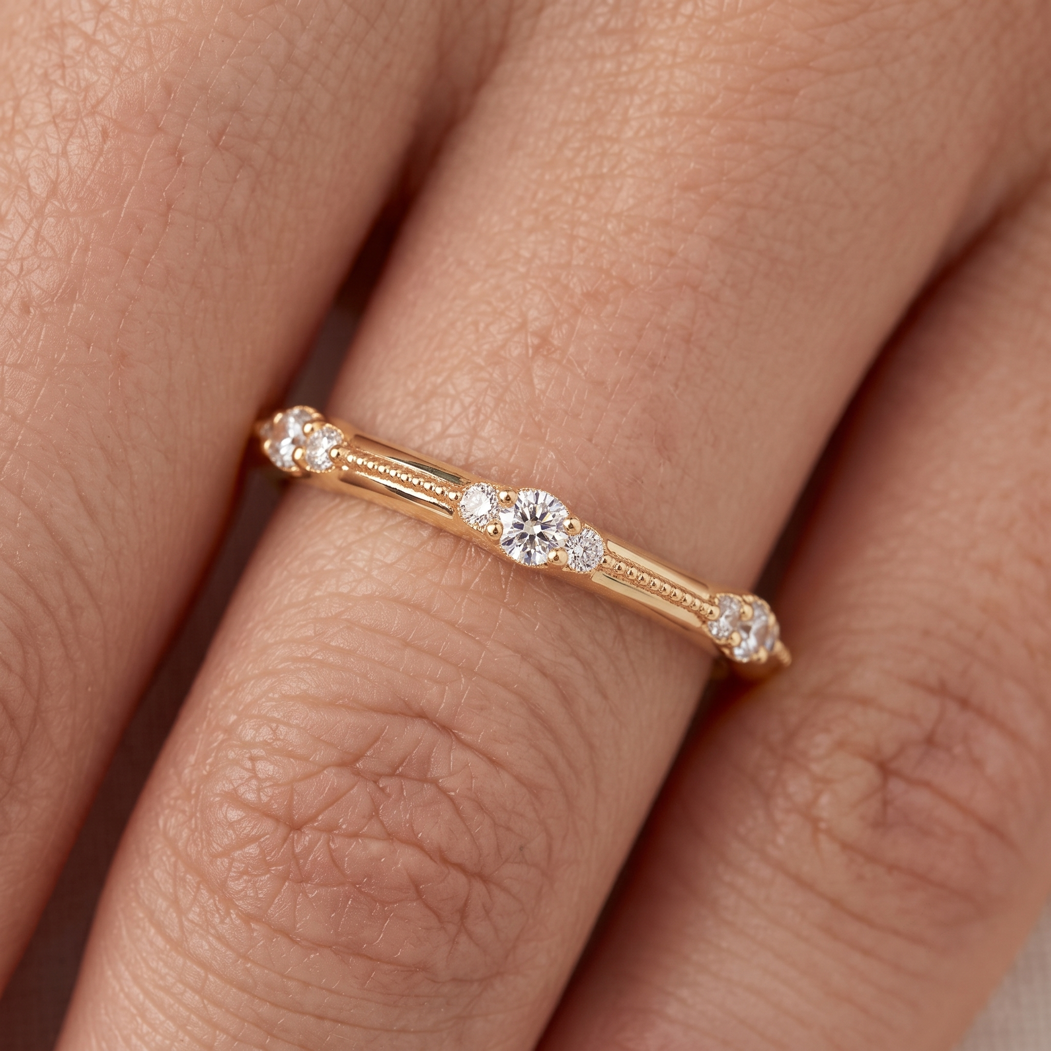 Lab Grown Diamond Bridal Set, Round Cut Solitaire Engagement Ring, Yellow Gold Wedding Band