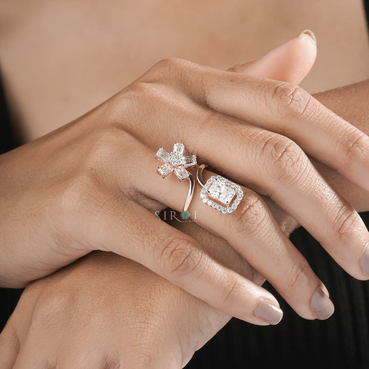 Modern Bypass Diamond Statement Ring with Mixed Cuts