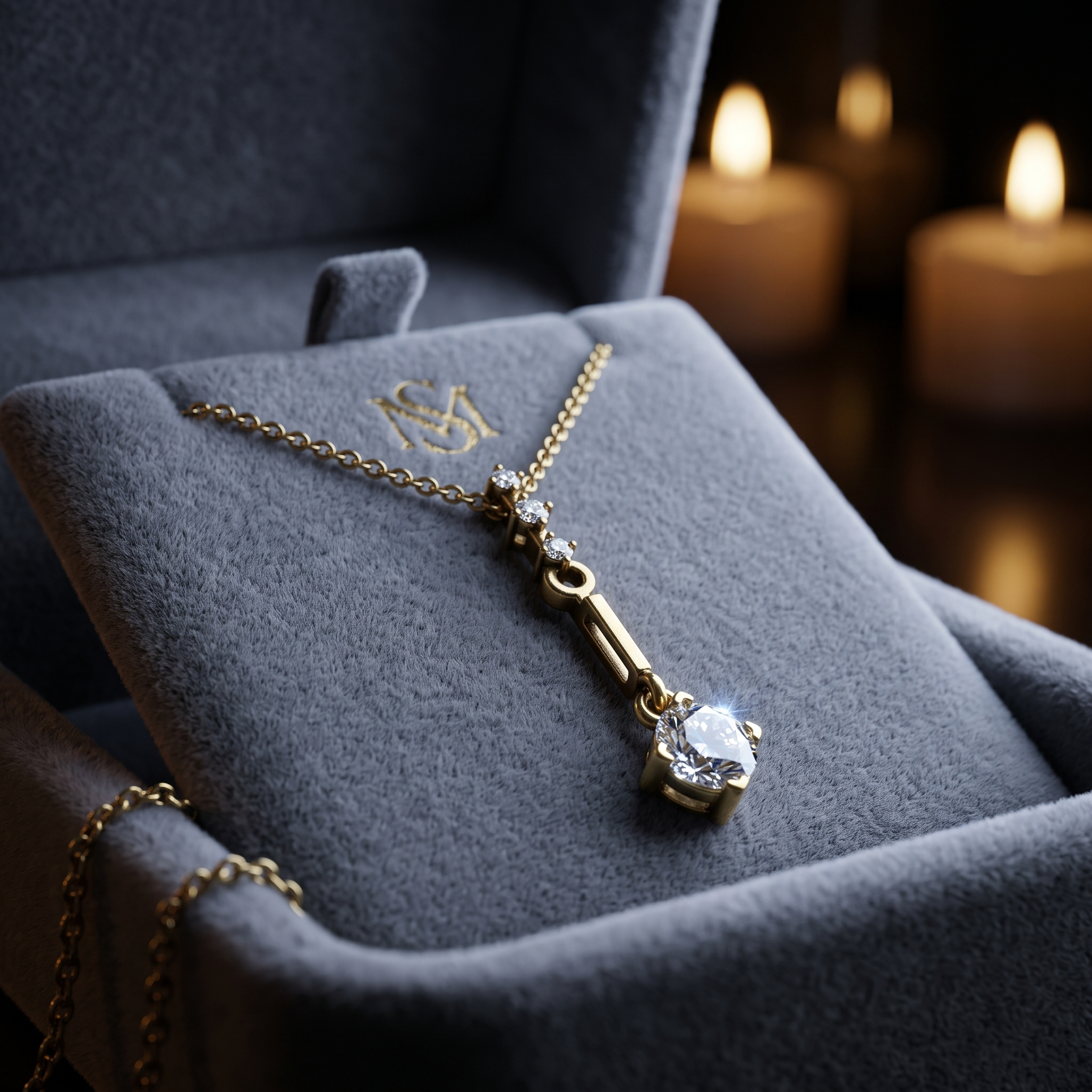 14K Gold Diamond Lariat Necklace, Minimalist Drop Pendant, Customizable Chain