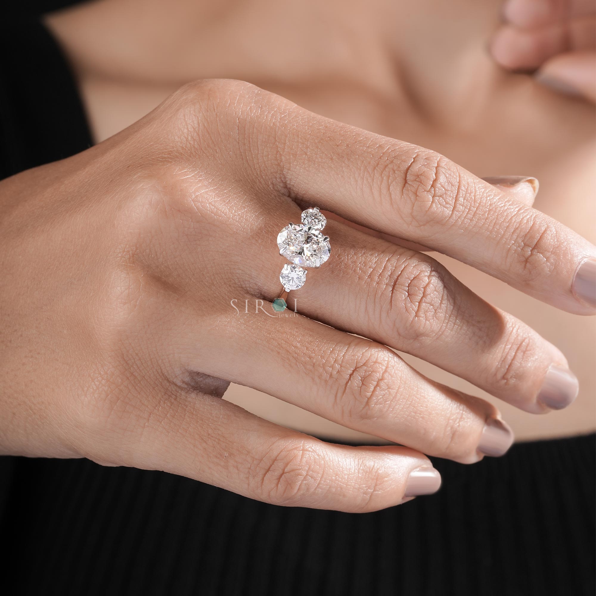 The Seraphina Oval & Round Three-Stone Ring