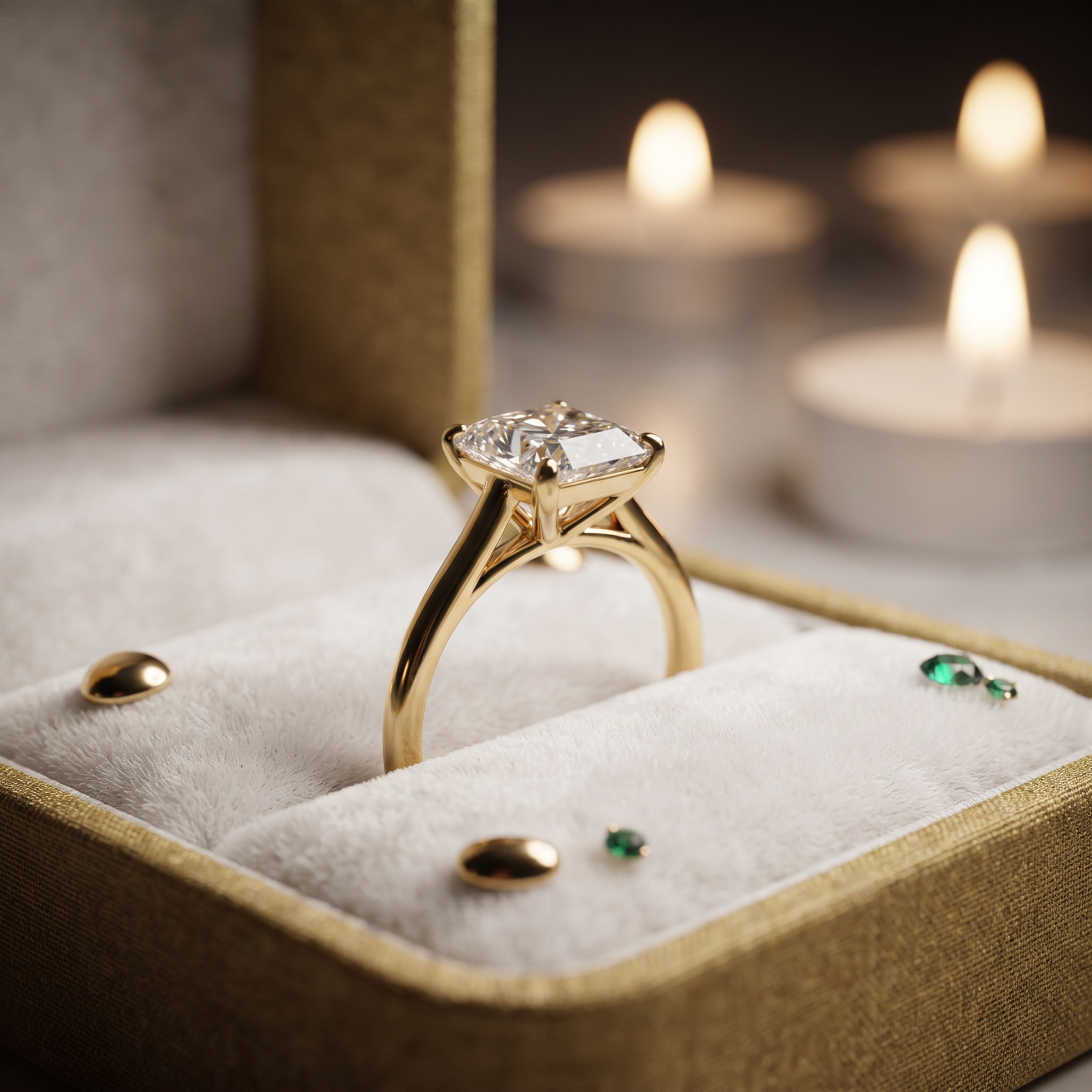 Asscher Cut Solitaire Engagement Ring In 10K To 14K Gold