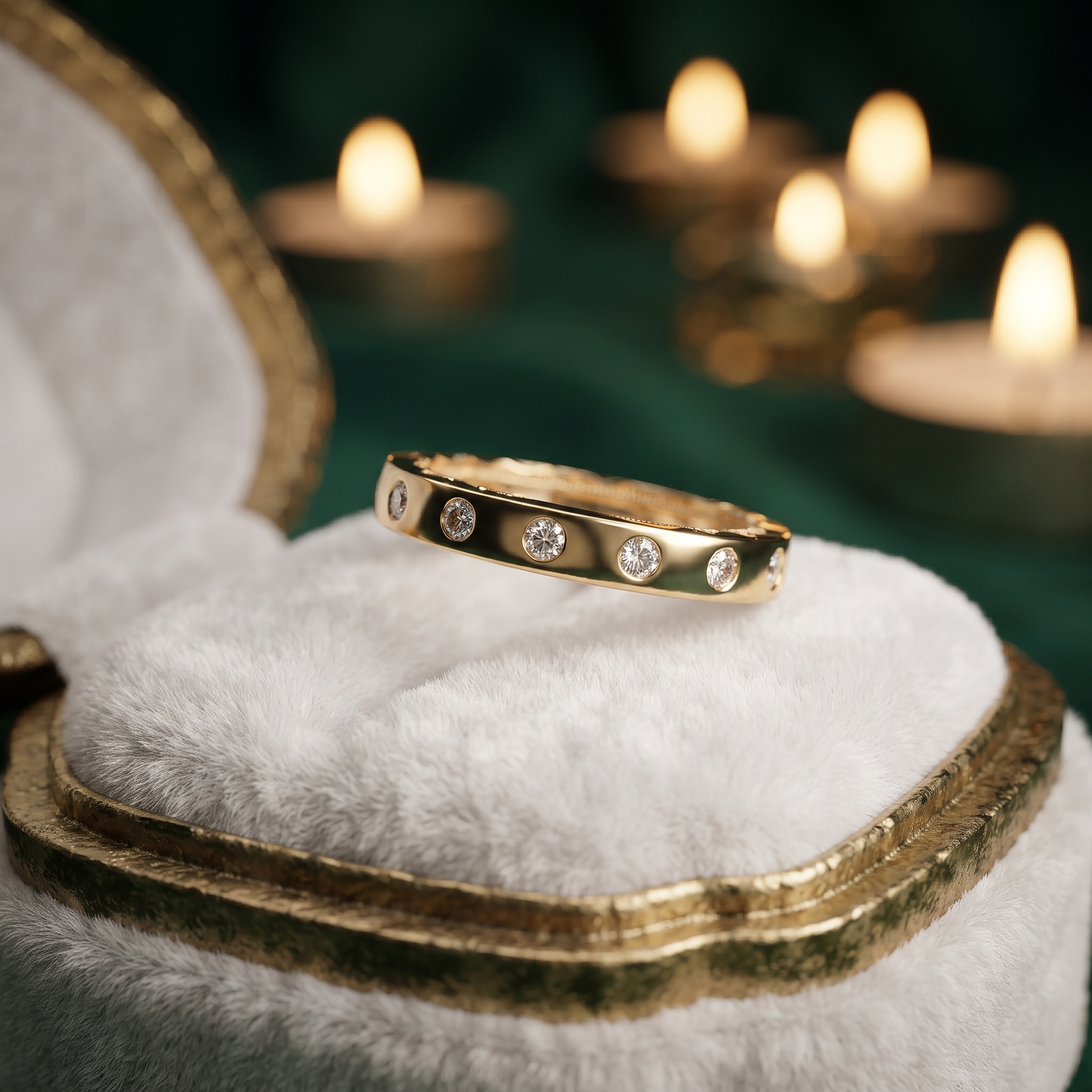 Scattered Diamond Wedding Band In Rose Gold