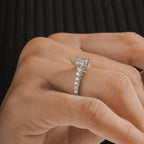 Princess-Cut Diamond Engagement Ring with Pave-Set Band