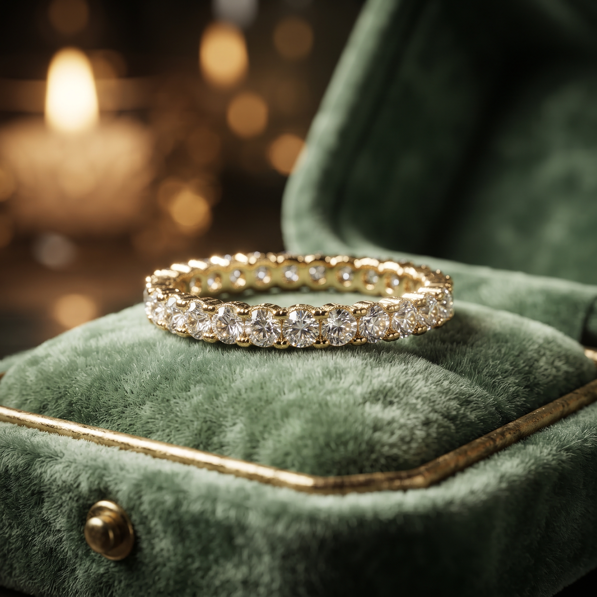 Genuine Diamond Eternity Ring In 10K/18K Solid Gold and Silver