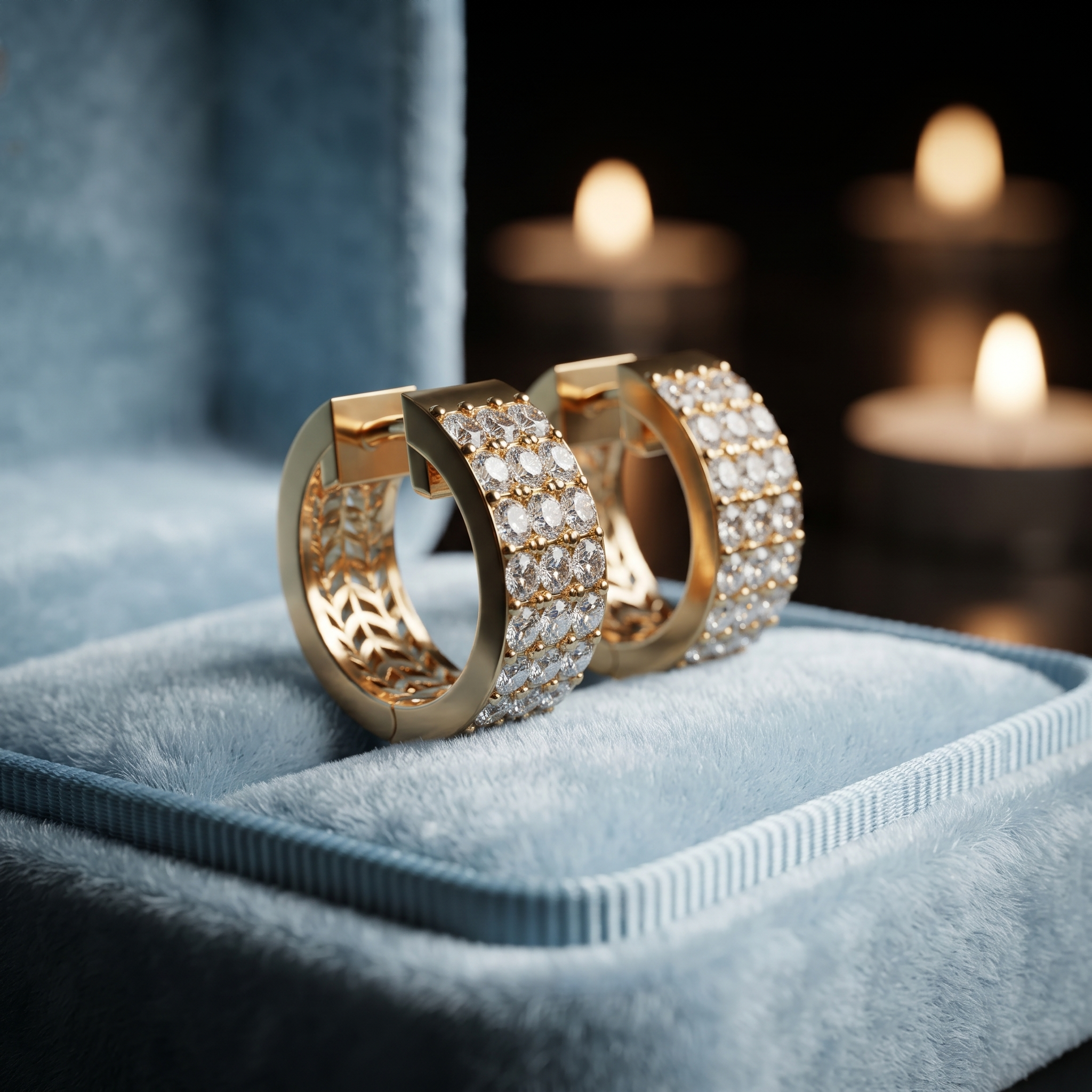 Triple Row Lab Grown Diamond Huggie Earrings, Anniversary Gift, Birthday Gift for Her