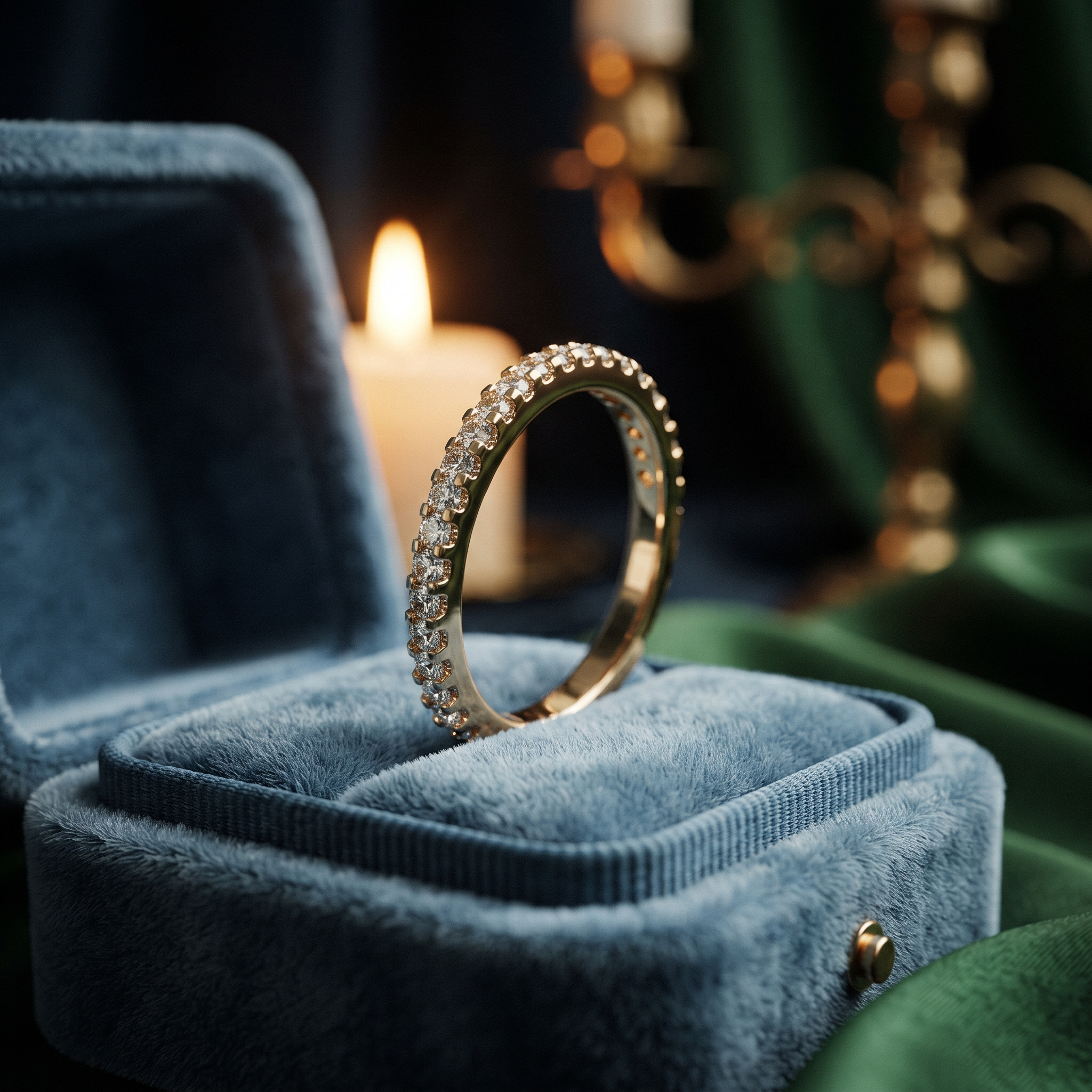Thin Diamond Eternity Band, Micro-Pave Setting, 10K/14K Gold, Sterling Silver