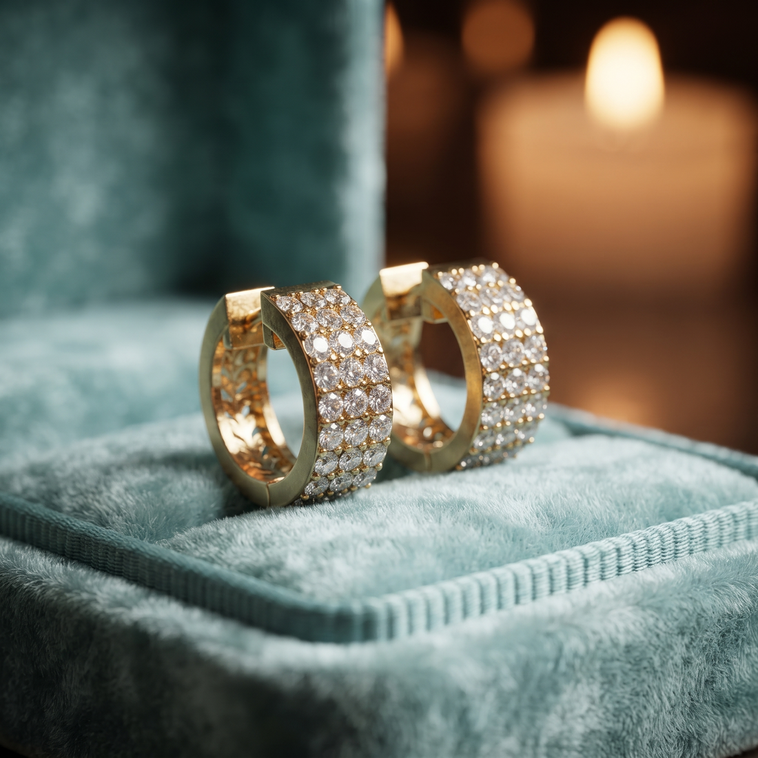 Triple Row Lab Grown Diamond Huggie Earrings, Anniversary Gift, Birthday Gift for Her